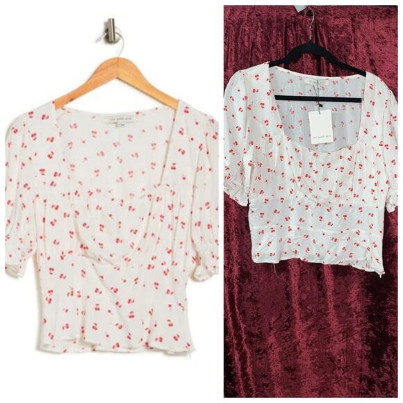 GOOD JANE  Eloise Cherry Pop Crop Top in White and Red - Picture 2 of 7
